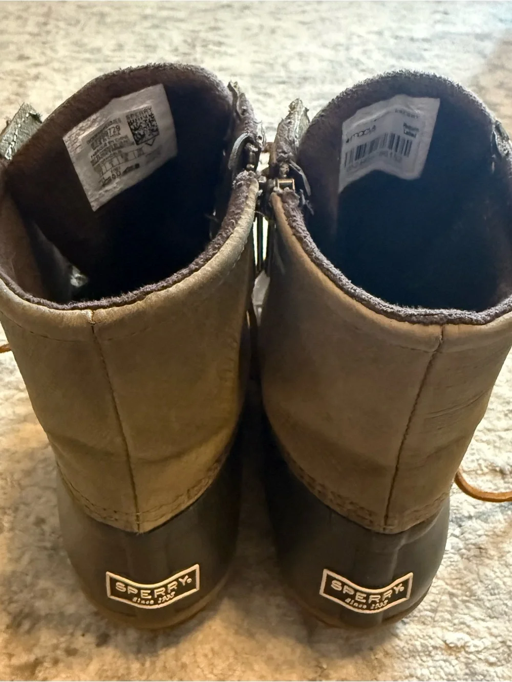 Sperry Saltwater Duck Boots Women’s 7.5 Waterproof Olive Brown Winter